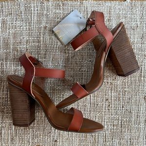Urban Outfitters Brown Leather Block Heeled Sandals
